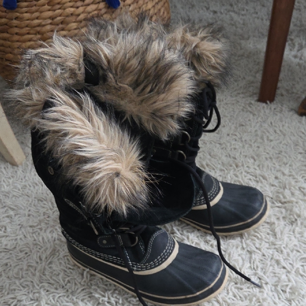 Sorel Black Faux Fur Boots